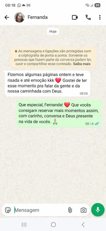 Depoimento de Fernanda no WhatsApp
