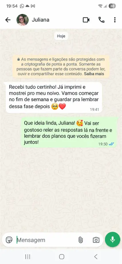 Depoimento de Juliana no WhatsApp